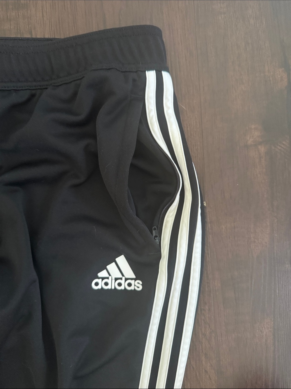 Adidas Mens Joggers Track Pants Three Stripes Black White Large Zippered Ankle - Picture 5 of 8